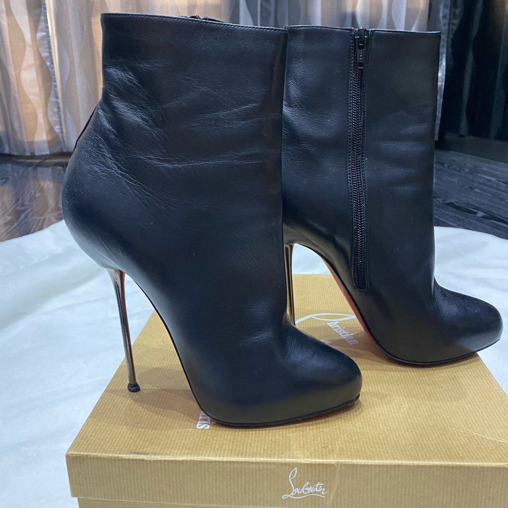 Christian Louboutin Big Lips Booties with Silver Heel Size 39